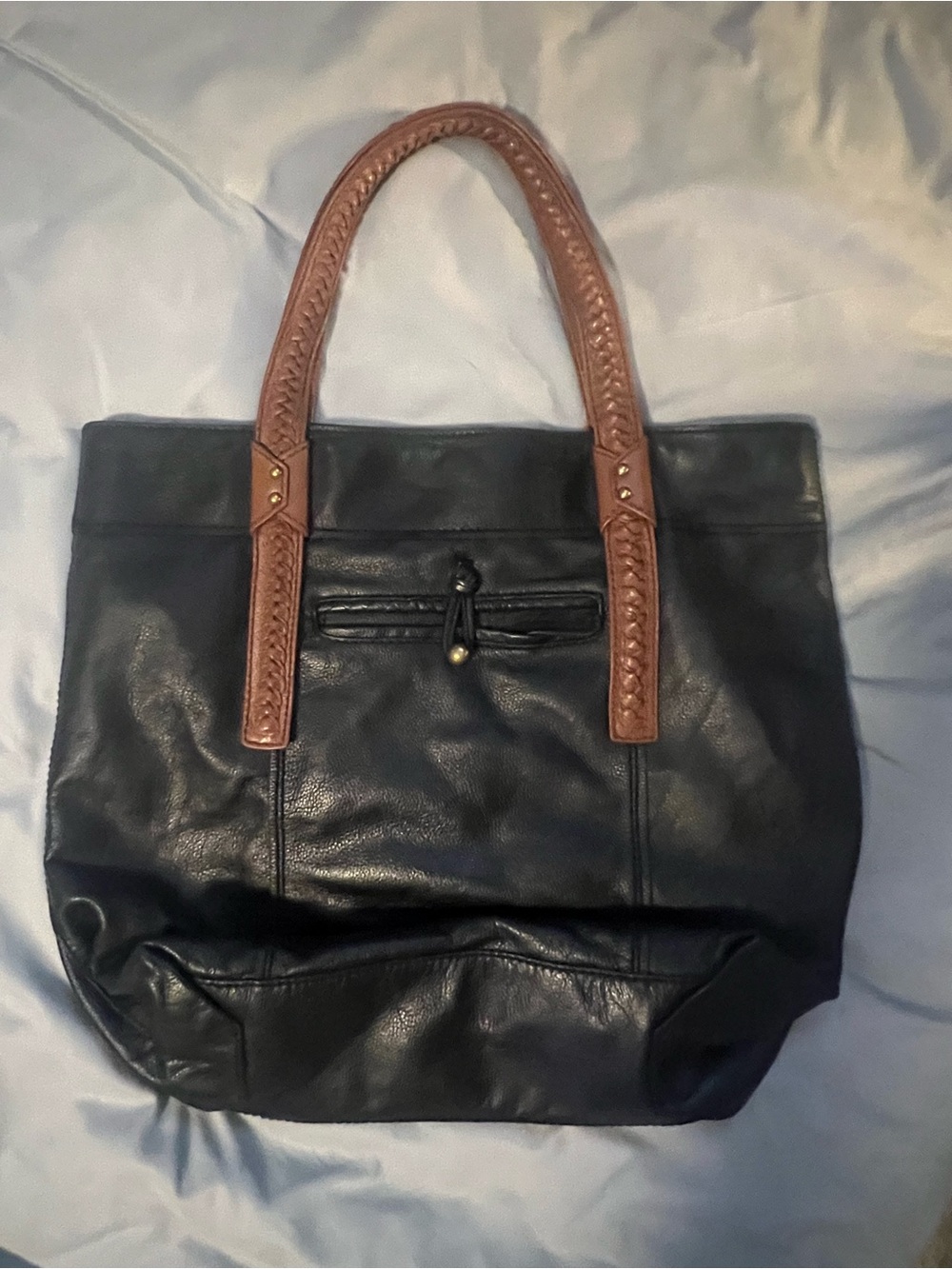 ISABELLA FIORE BLACK Pebbled LEATHER LARGE TOTE BAG